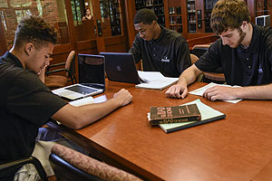 Students reading for Developemnt of Western Civilzation in Student-Athlete Study Hall