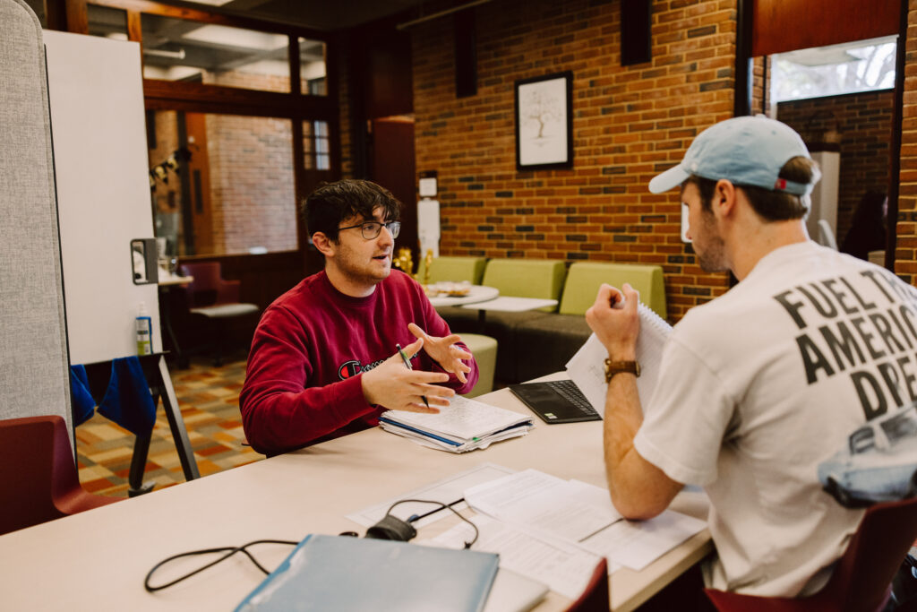 students working in the tutoring center